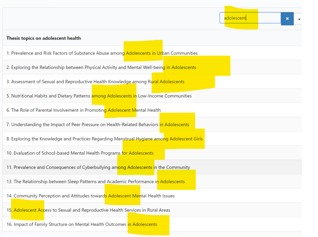 PSM thesis topics