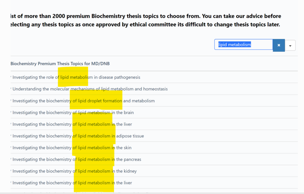 Biochemistry Dissertation Topics