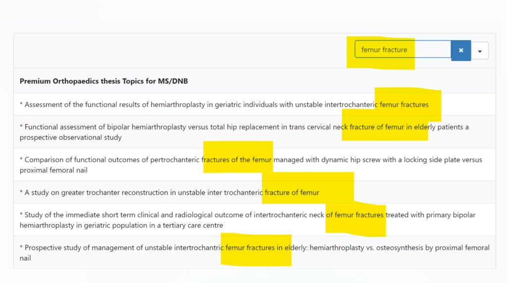 Orthopedics thesis topics