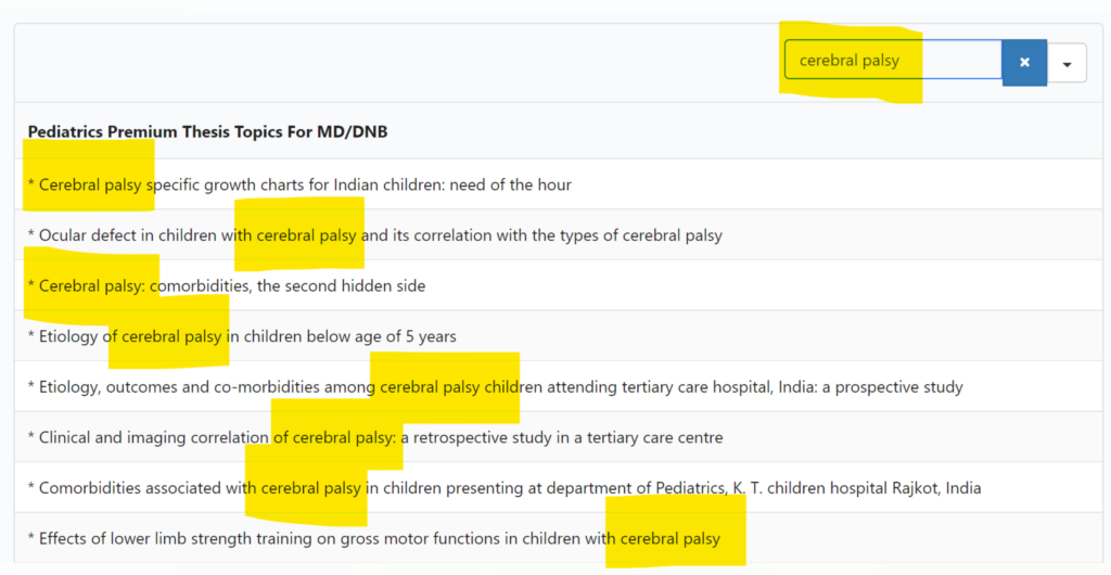 pediatrics thesis topics