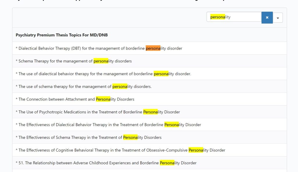 Psychiatry thesis topics