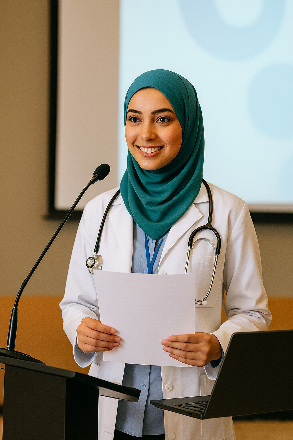 UAE doctor presenting at a medical conference