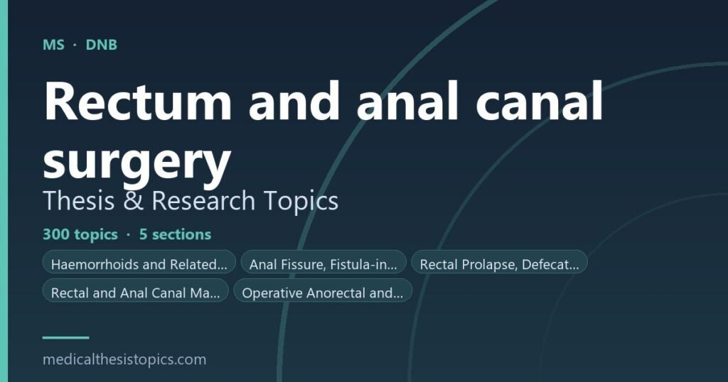 Rectum and Anal Canal Surgeries Research Topics